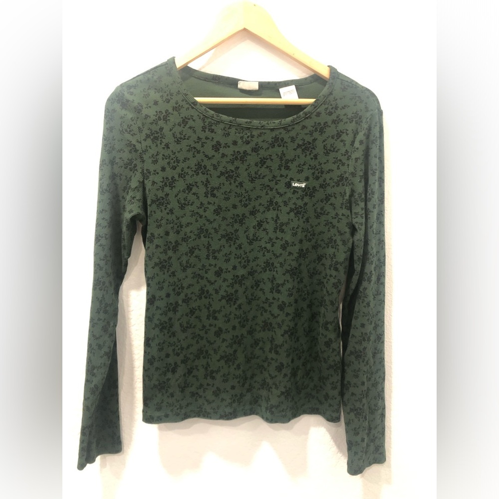 Levi's Dark Green Long-Sleeve Floral Print Tee